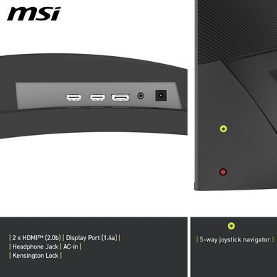 MSI Монітор MSI 31.5" MAG 325CQPF-E18 2xHDMI, DP, Audio, VA, 2560x1440, 180Hz, 0.5ms, sRGB 111%, CURVED, AdaptiveSync, HAS 9S6-3DC14H-201 фото