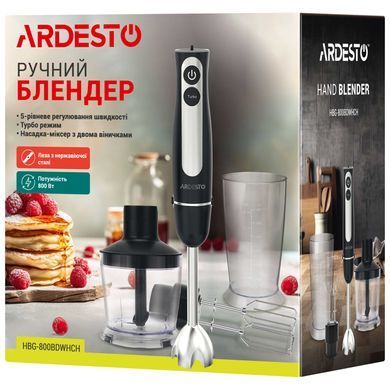 ARDESTO Блендер погружной HBG-800BDWHCH, 800Вт, 3в1, чаша-600мл, 500, черно-серебристый HBG-800BDWHCH фото