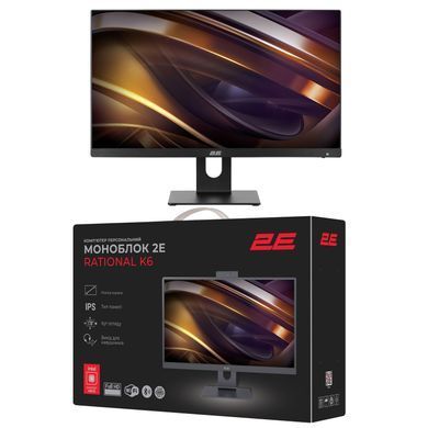 2E Комп'ютер персональний моноблок 2E Rational K6 23.8" FHD IPS Intel i3-12100, 8Gb, F480GB, UMA, H610, K6.610, 120W, Win11PE, чорний 2E-K6.V2.17 фото