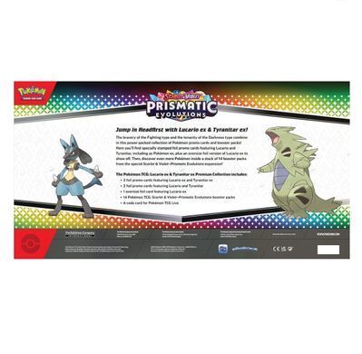Pokemon TCG Pokemon TCG Scarlet & Violet Prismatic Evolutions Lucario Ex & Tyranitar Ex Premium Collection Box 196214130029 фото