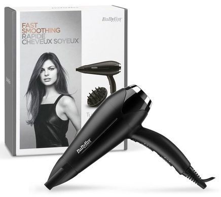 BaByliss Фен, 2200Вт, 3 режими, дифузор, іоніз-я, хол. обдув, чорний D572DE фото