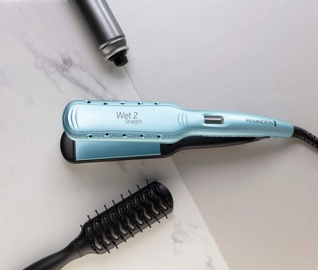 Remington Випрямляч Wet 2 Straight, 62Вт, темп.режимів-10, 140-230С, дисплей, кераміка, блакитний S7350 фото
