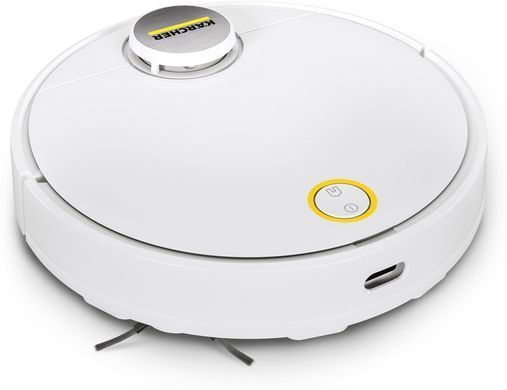 Karcher Робот-пилосос RCV 3, 400Вт, h=9.4см, вологе прибирання, конт пил -0.5л, вода -0.17л, автон. робота до 120хв, вага-3.7кг, НЕРА,+ набір акс., білий 9.612-569.0 фото