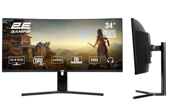 2E Gaming Монитор 34" G3424B 2xHDMI, DP, VA, 3440x1440, 180Hz, 1ms, NTSC 85%, CURVED, FreeSync, HAS 2E-G3424B-01.UA фото