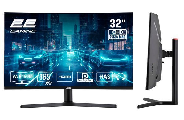 2E Gaming Монитор LCD 31.5" G3223B 2xHDMI, DP, MM, VA, 2560x1440, 165Hz, 1ms, CURVED, G-SYNC, FreeSync 2E-G3223B-01.UA фото