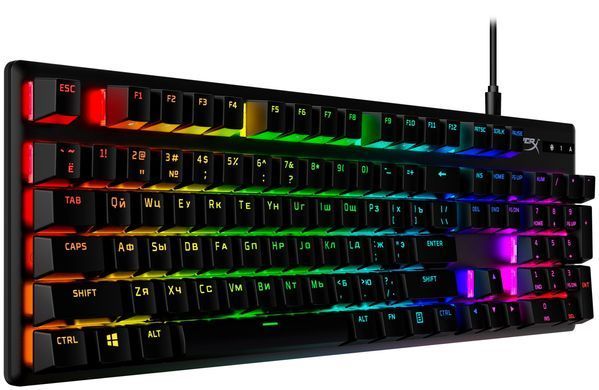 HyperX Клавиатура Alloy Origins Red USB RGB PBT ENG/RU, Black 639N3AA фото