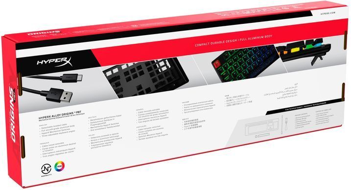 HyperX Клавиатура Alloy Origins Red USB RGB PBT ENG/RU, Black 639N3AA фото