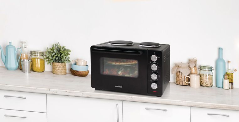 Gorenje Міні піч, 30л, 52x32х40.5см, 2 електричні конф., чорний OM30GBX фото