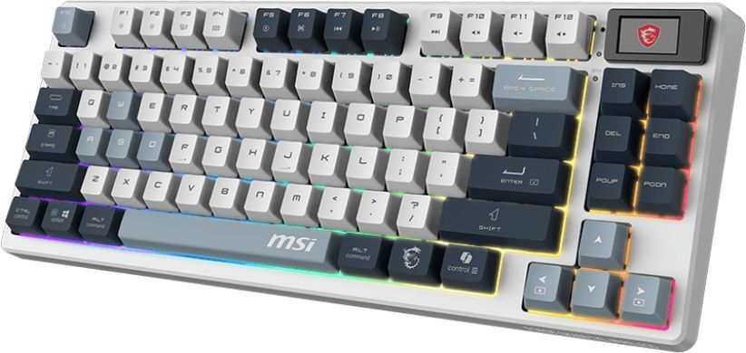 MSI Клавиатура механическая FORGE GK600 TKL W SKY UA 104key, mechanical Linear, USB-A, Wireless, Bluetooth, EN/UKR/RU, RGB, белый S11-43UAP01-HH9 фото