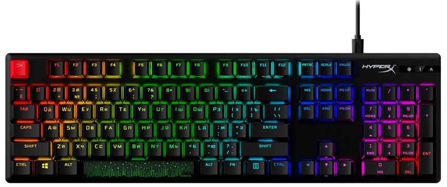 HyperX Клавиатура Alloy Origins Red USB RGB PBT ENG/RU, Black 639N3AA фото