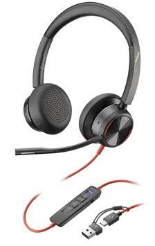 Poly Гарнітура комп'ютерна стерео On-ear Blackwire 8225-M, USB-A, USB-C, односпрямований, ANC, Acoustic Fence, Microsoft Teams, чорний 8X225AA фото