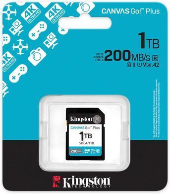Kingston Карта пам'яті Kingston SD 1TB C10 UHS-I U3 V30 R200/W160MB/s SDG4/1TB фото