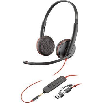 Poly Гарнітура комп'ютерна стерео On-ear Blackwire 3225, USB-A, USB-C, 3.5 мм, односпрямований, чорний 8X229AA фото