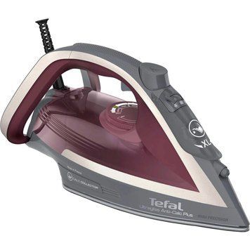 Праска Tefal Ultragliss Plus, 2800Вт, 270мл, паровий удар -260гр, постійна пара - 50гр, керам. підошва, бордово-сірий FV6840E0 фото