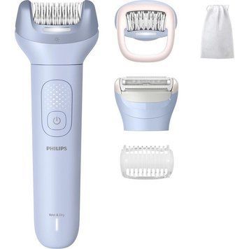 Philips Епілятор Philips Series 8000 дисковий, аккумул., пінцет.-32, волог.+сух., насадок-4, чохол біло-голубий BRE709/00 фото