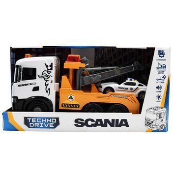 Игровой набор серии "Mid Truck" &ndash; ЭВАКУАТОР SCANIA С МАШИНОЙ ПОЛИЦИИ (свет, звук) 3004KS фото