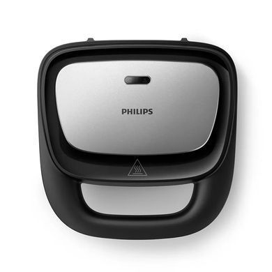Philips Мультимейкер Series 5000 750Вт, антипригарне покриття, 3 пластини, корпус-пластик, чорно-сріблястий HD2350/80 фото