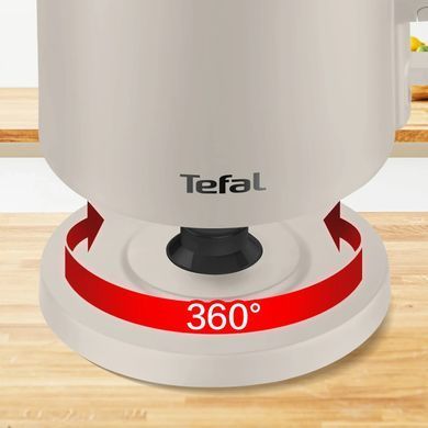 Tefal Електрочайник Thermo Protect, 1.5л, пластик, нержавіюча сталь, бежевий KO140BE0 фото
