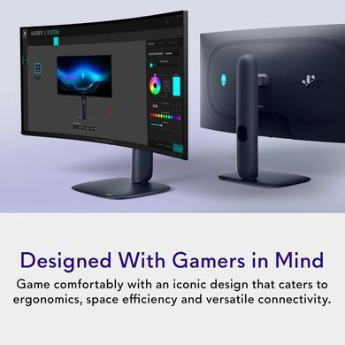 Dell Монітор 34" AW3425DW 2xHDMI, DP, USB, QD-OLED, 3440x1440, 21:9, 240Hz, 0.03ms, DCI-P3 99.3%, CURVED, G-SYNC, FreeSync, AdaptiveSync, HAS, HDR TrueBlack 400 210-BRTW фото