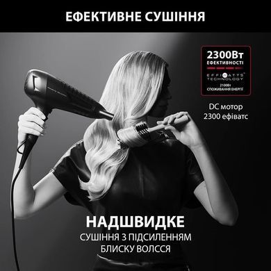 Rowenta Фен x Karl Lagerfeld Powerline, 2100Вт, 3 режими, дифузор, іоніз-я, хол. обдув, чорний CV591LF0 фото
