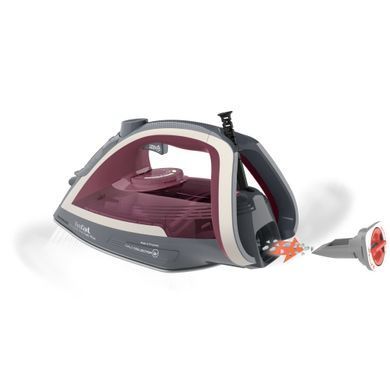 Праска Tefal Ultragliss Plus, 2800Вт, 270мл, паровий удар -260гр, постійна пара - 50гр, керам. підошва, бордово-сірий FV6840E0 фото