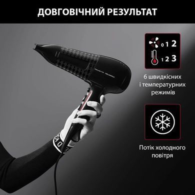 Rowenta Фен x Karl Lagerfeld Powerline, 2100Вт, 3 режими, дифузор, іоніз-я, хол. обдув, чорний CV591LF0 фото