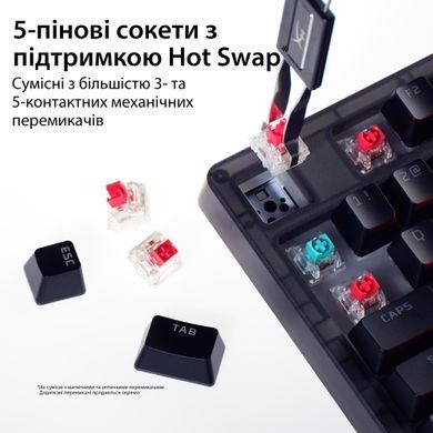 HyperX Клавіатура механічна HyperX Alloy Origins 2 65key, Red, USB-A, Hot-Swap, EN/UA, RGB, чорний B4QS3AA фото