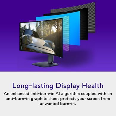 Dell Монітор 34" AW3425DW 2xHDMI, DP, USB, QD-OLED, 3440x1440, 21:9, 240Hz, 0.03ms, DCI-P3 99.3%, CURVED, G-SYNC, FreeSync, AdaptiveSync, HAS, HDR TrueBlack 400 210-BRTW фото