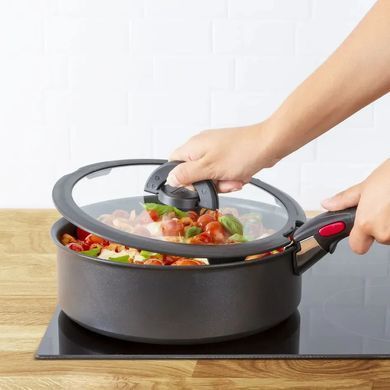 Tefal Набір скляних кришок Ingenio, 16см, 18см, 20см, скло, пластик, чорний L9849053 фото