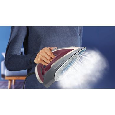 Праска Tefal Ultragliss Plus, 2800Вт, 270мл, паровий удар -260гр, постійна пара - 50гр, керам. підошва, бордово-сірий FV6840E0 фото