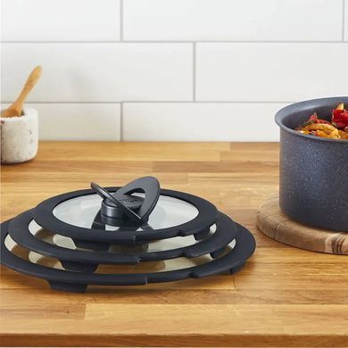 Tefal Набір скляних кришок Ingenio, 16см, 18см, 20см, скло, пластик, чорний L9849053 фото