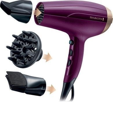 Remington Фен Your Style, 2300Вт, 3 режими, дифузор, насадка для прикорневого об'єму, іоніз-я, хол. обдув, фіолетовий D5219 фото