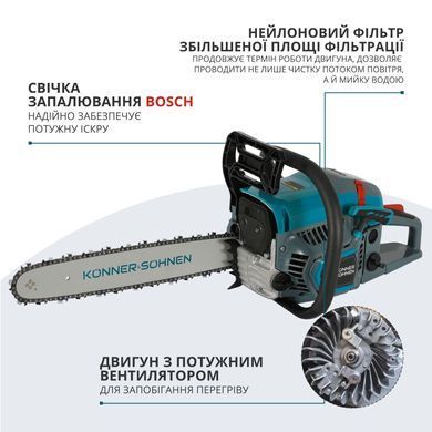 K&ouml;nner & S&ouml;hnen Пила цепная бензиновая KS CS21G-16 33см 45см3 5.6кг KSCS21G-16 фото