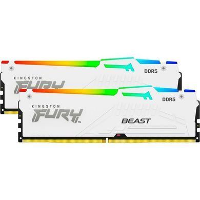 Kingston Память ПК DDR5 32GB KIT (16GBx2) 5600 FURY Beast RGB EXPO Белый KF556C36BWEAK2-32 фото