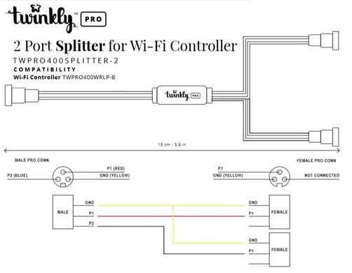 Спліттер-розгалужувач Twinkly Pro, IP65, чорний TWPRO400SPLITTER-2 фото