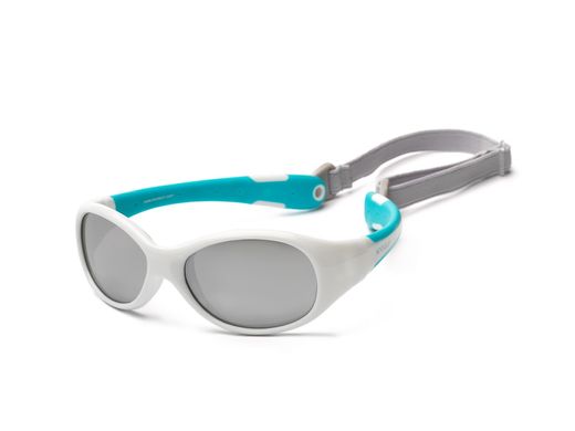 Дитячі сонцезахисні окуляри Koolsun біло-бірюзові серії Flex (Розмір: 0+) KS-FLWA000 фото