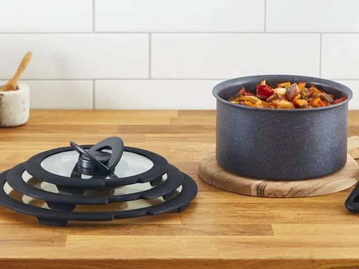 Tefal Набір скляних кришок Ingenio, 16см, 18см, 20см, скло, пластик, чорний L9849053 фото