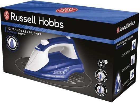 Russell Hobbs Утюг Light&Easy Brights Sapphire, 2600Вт, 240мл, паровой удар -115гр, постоянный пар - 35гр, керам. подошва, темно синий 26483-56 фото