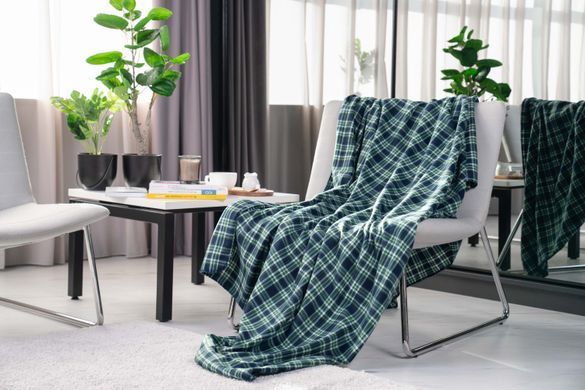 ARDESTO Плед Fleece, 160х200 см, 100% полиэстер, клетка зеленая
