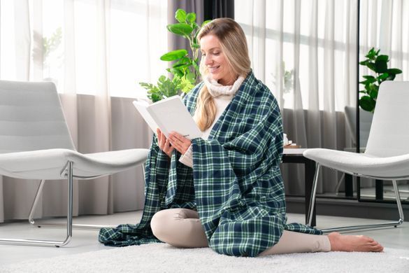 ARDESTO Плед Fleece, 160х200 см, 100% полиэстер, клетка зеленая