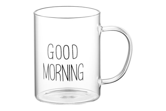 ARDESTO Набір чашок з ручками Good Morning , 420 мл, 2 од., боросилікатне скло AR2642GM фото