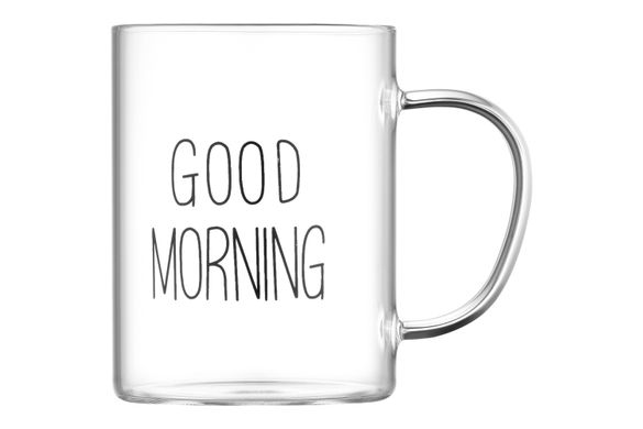 ARDESTO Набір чашок з ручками Good Morning , 420 мл, 2 од., боросилікатне скло AR2642GM фото