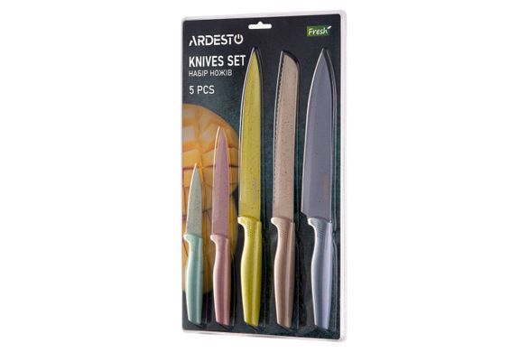 Набір ножів Ardesto Fresh 5 пр., нержавіюча сталь, пластик AR2105FR фото