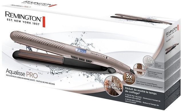 Remington Випрямляч Aqualisse PRO, 230Вт, темп.режимів-10, дисплей, кераміка, сріблястий S7972 фото