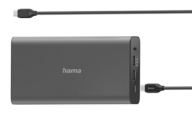 HAMA Портативное зарядное устройство Power Bank Universal 26800 mAh PD 5-20V/60W Grey 00200012 фото