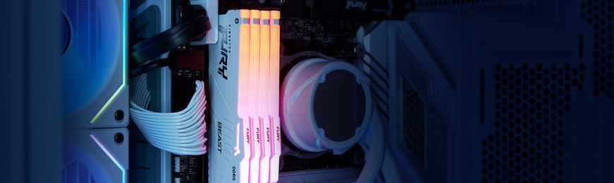Kingston Пам'ять ПК Kingston DDR5 64GB KIT (32GBx2) 6000 FURY Beast RGB KF560C36BBE2AK2-64 фото