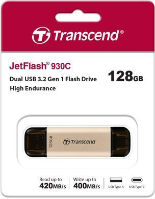 Transcend Накопитель 128GB USB 3.2 Type-A + Type-C JetFlash 930 Black R420/W400MB/s TS128GJF930C фото