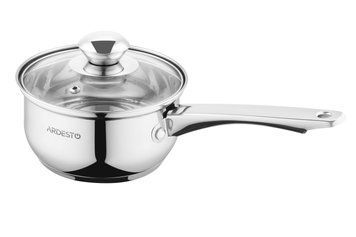 Ківш Ardesto Gemini Gourmet Spoleto, скляна кришка, 1 л, нержавіюча сталь AR1910GSS фото