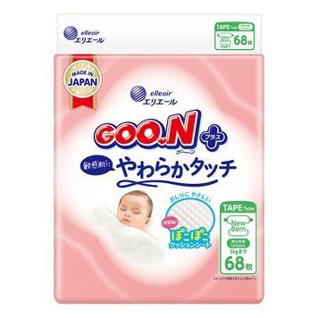 Підгузки GOO.N Plus для новонароджених до 5 кг (розмір NB, на липучках, унісекс, 68 шт) 21001495 фото