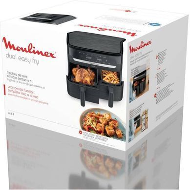 Moulinex Мультипіч Dual Easy Fry, 2700Вт, чаша-5.2+3.1л, сенсорне керув., 2 чаши, гриль, пластик, чорний EZ901H20 фото